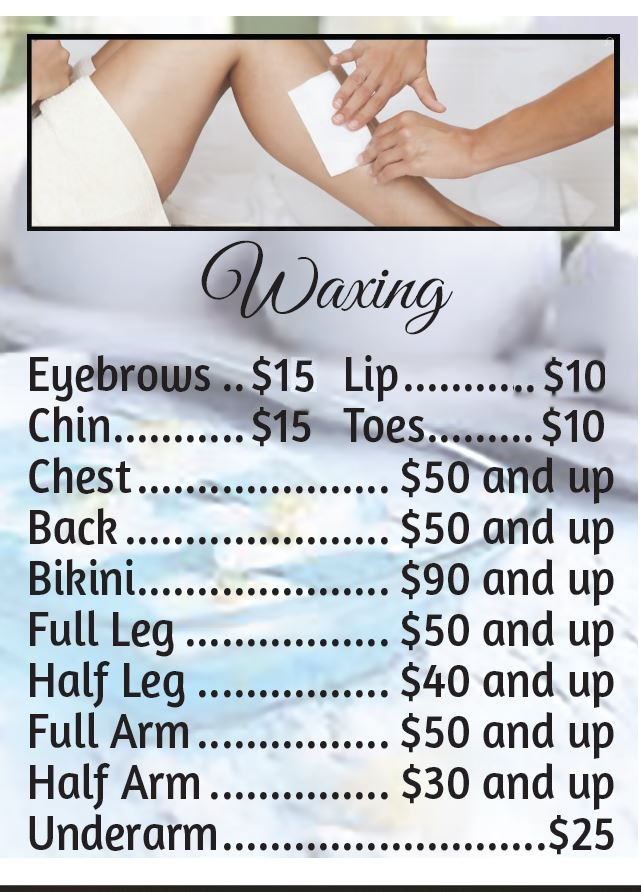 Waxing service options and prices at Five Points Massage